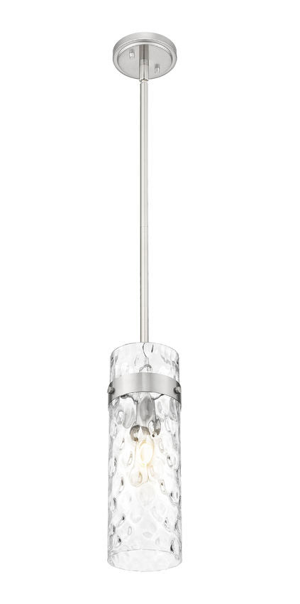 Z-Lite Fontaine 7002P5-ROD-BN 1-Light Brushed Nickel Frame Clear Waterglass Glass Shade Pendant Light