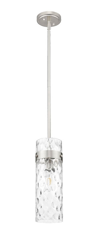 Z-Lite Fontaine 7002P5-ROD-BN 1-Light Brushed Nickel Frame Clear Waterglass Glass Shade Pendant Light