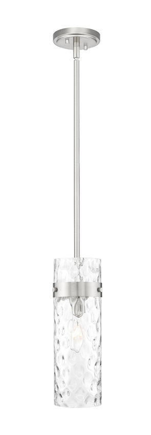 Z-Lite Fontaine 7002P5-ROD-BN 1-Light Brushed Nickel Frame Clear Waterglass Glass Shade Pendant Light