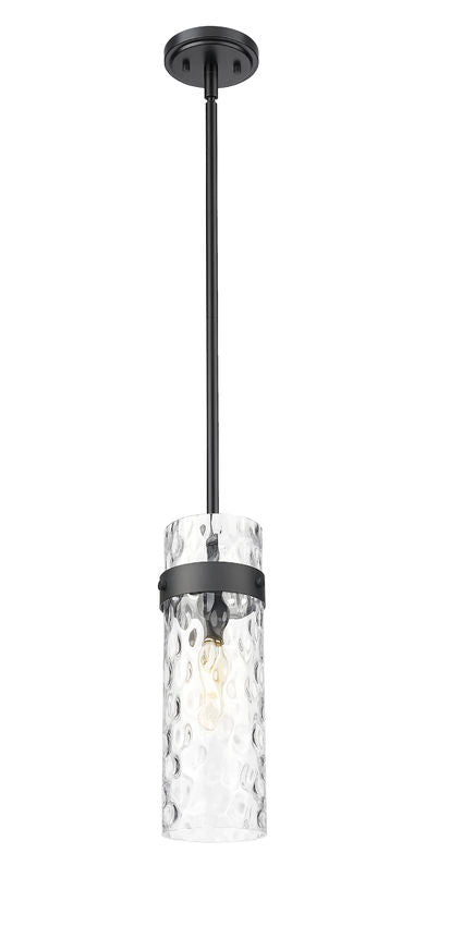 Z-Lite Fontaine 7002P5-ROD-MB 1-Light Brushed Nickel Frame Clear Waterglass Glass Shade Pendant Light