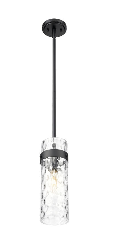 Z-Lite Fontaine 7002P5-ROD-MB 1-Light Brushed Nickel Frame Clear Waterglass Glass Shade Pendant Light