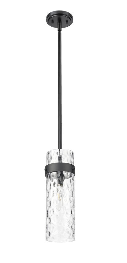Z-Lite Fontaine 7002P5-ROD-MB 1-Light Brushed Nickel Frame Clear Waterglass Glass Shade Pendant Light