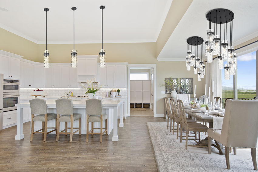 Z-Lite Fontaine 7002P5-ROD-MB 1-Light Brushed Nickel Frame Clear Waterglass Glass Shade Pendant Light