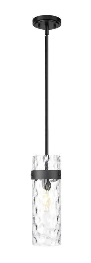 Z-Lite Fontaine 7002P5-ROD-MB 1-Light Brushed Nickel Frame Clear Waterglass Glass Shade Pendant Light