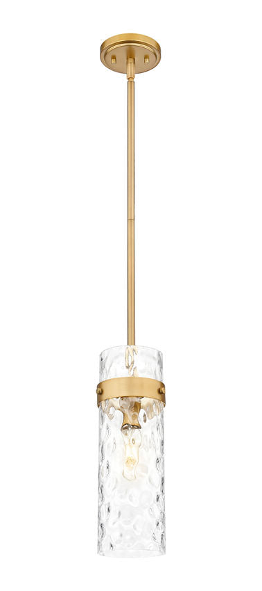 Z-Lite Fontaine 7002P5-ROD-RB 1-Light Rubbed Brass Frame Clear Waterglass Glass Shade Pendant Light