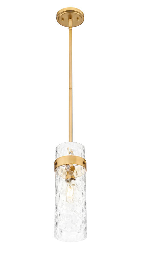 Z-Lite Fontaine 7002P5-ROD-RB 1-Light Rubbed Brass Frame Clear Waterglass Glass Shade Pendant Light
