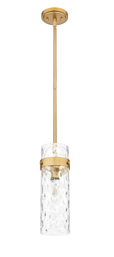 Z-Lite Fontaine 7002P5-ROD-RB 1-Light Rubbed Brass Frame Clear Waterglass Glass Shade Pendant Light