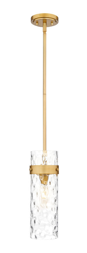 Z-Lite Fontaine 7002P5-ROD-RB 1-Light Rubbed Brass Frame Clear Waterglass Glass Shade Pendant Light