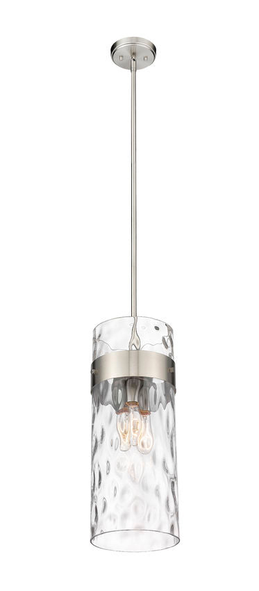 Z-Lite Fontaine 9" 3-Light Brushed Nickel Pendant Light With Clear Glass Shade