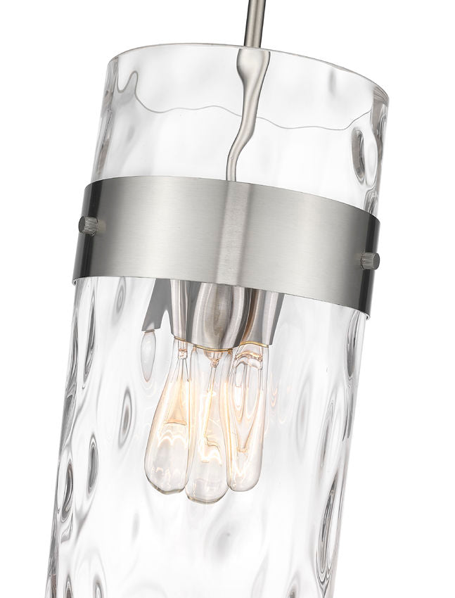 Z-Lite Fontaine 9" 3-Light Brushed Nickel Pendant Light With Clear Glass Shade