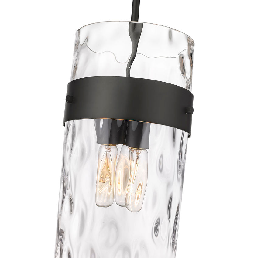 Z-Lite Fontaine 9" 3-Light Matte Black Pendant Light With Clear Glass Shade
