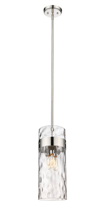 Z-Lite Fontaine 9" 3-Light Polished Nickel Pendant Light With Clear Glass Shade