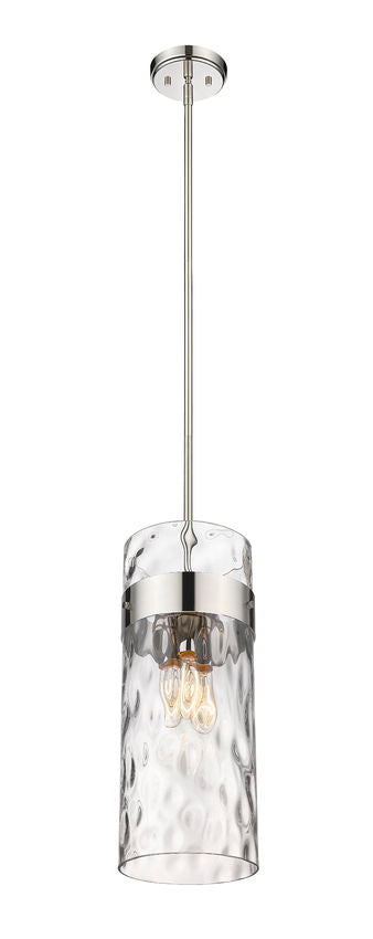 Z-Lite Fontaine 9" 3-Light Polished Nickel Pendant Light With Clear Glass Shade