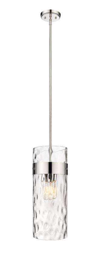 Z-Lite Fontaine 9" 3-Light Polished Nickel Pendant Light With Clear Glass Shade