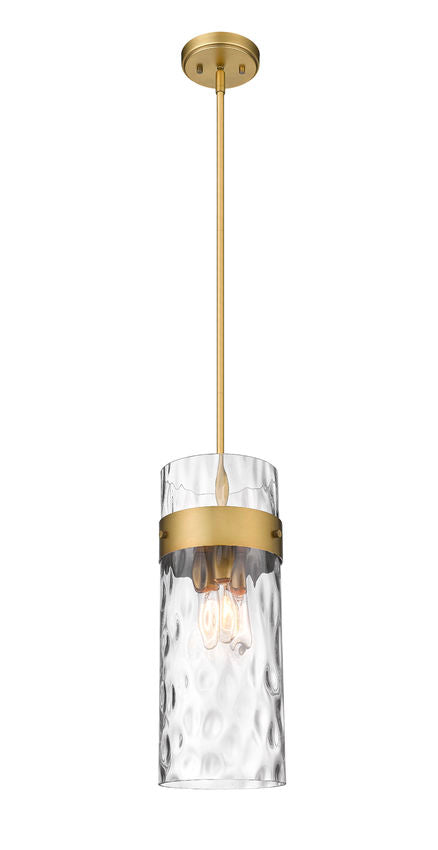 Z-Lite Fontaine 9" 3-Light Rubbed Brass Pendant Light With Clear Glass Shade