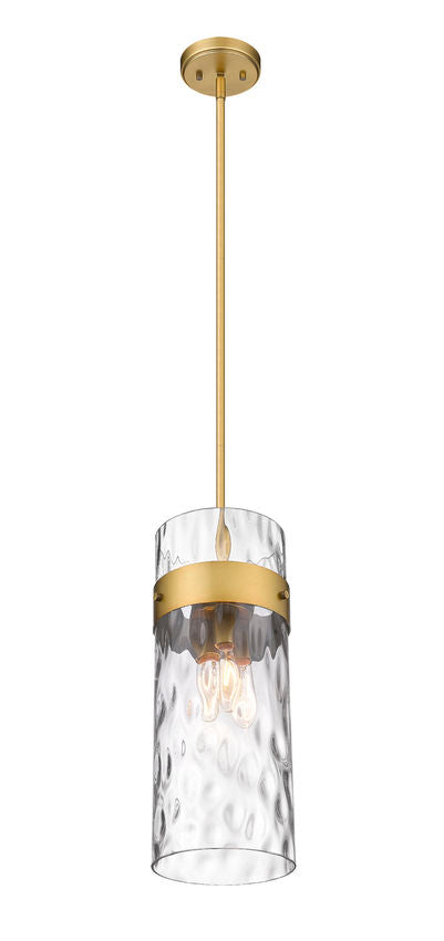 Z-Lite Fontaine 9" 3-Light Rubbed Brass Pendant Light With Clear Glass Shade