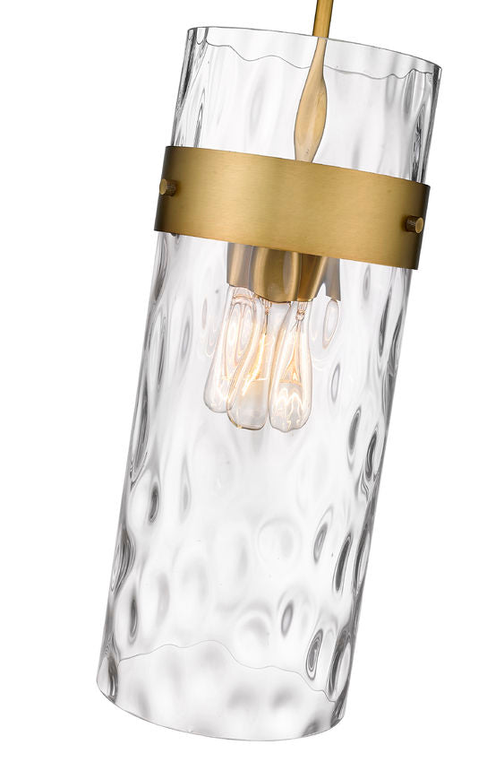 Z-Lite Fontaine 9" 3-Light Rubbed Brass Pendant Light With Clear Glass Shade