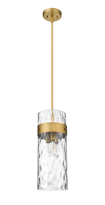 Z-Lite Fontaine 9" 3-Light Rubbed Brass Pendant Light With Clear Glass Shade