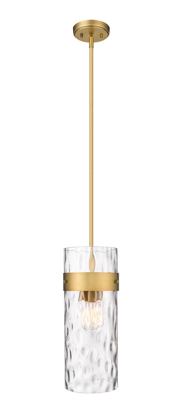 Z-Lite Fontaine 9" 3-Light Rubbed Brass Pendant Light With Clear Glass Shade