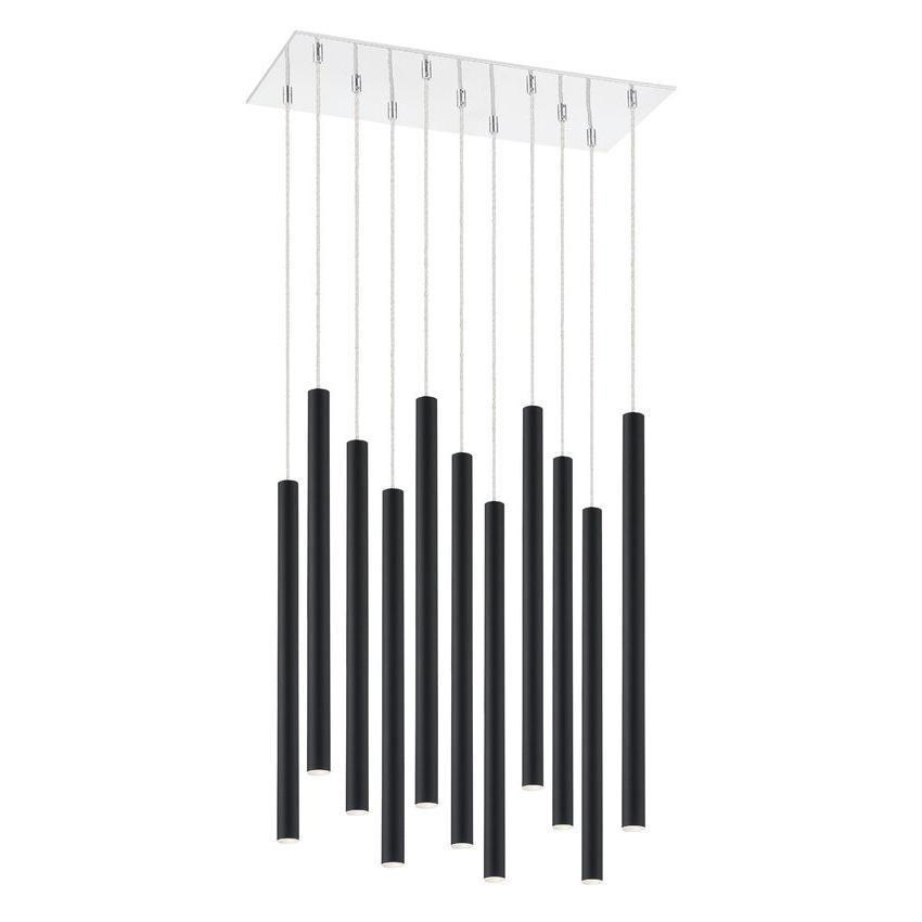 Z-Lite Forest 10" W x 24" 4-Light LED Chrome Chandelier With Steel Matte Black Shade