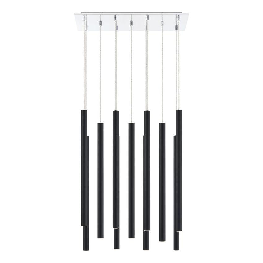 Z-Lite Forest 10" W x 24" 4-Light LED Chrome Chandelier With Steel Matte Black Shade