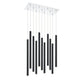 Z-Lite Forest 10" W x 24" 4-Light LED Chrome Chandelier With Steel Matte Black Shade