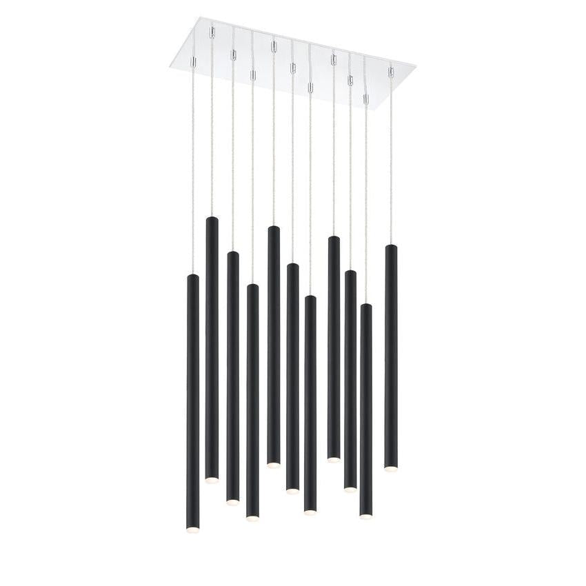 Z-Lite Forest 10" W x 24" 4-Light LED Chrome Chandelier With Steel Matte Black Shade