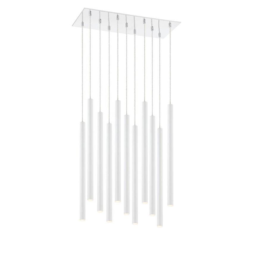 Z-Lite Forest 10" W x 24" H 11-Light LED Chrome Chandelier With Steel Matte White Shade