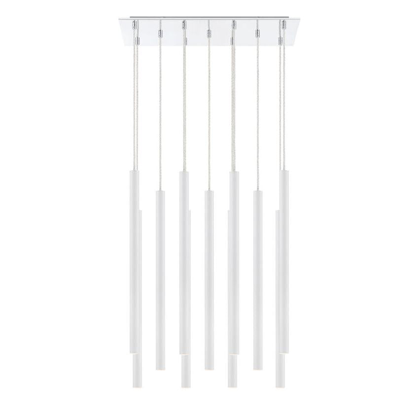 Z-Lite Forest 10" W x 24" H 11-Light LED Chrome Chandelier With Steel Matte White Shade