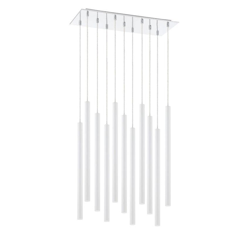 Z-Lite Forest 10" W x 24" H 11-Light LED Chrome Chandelier With Steel Matte White Shade
