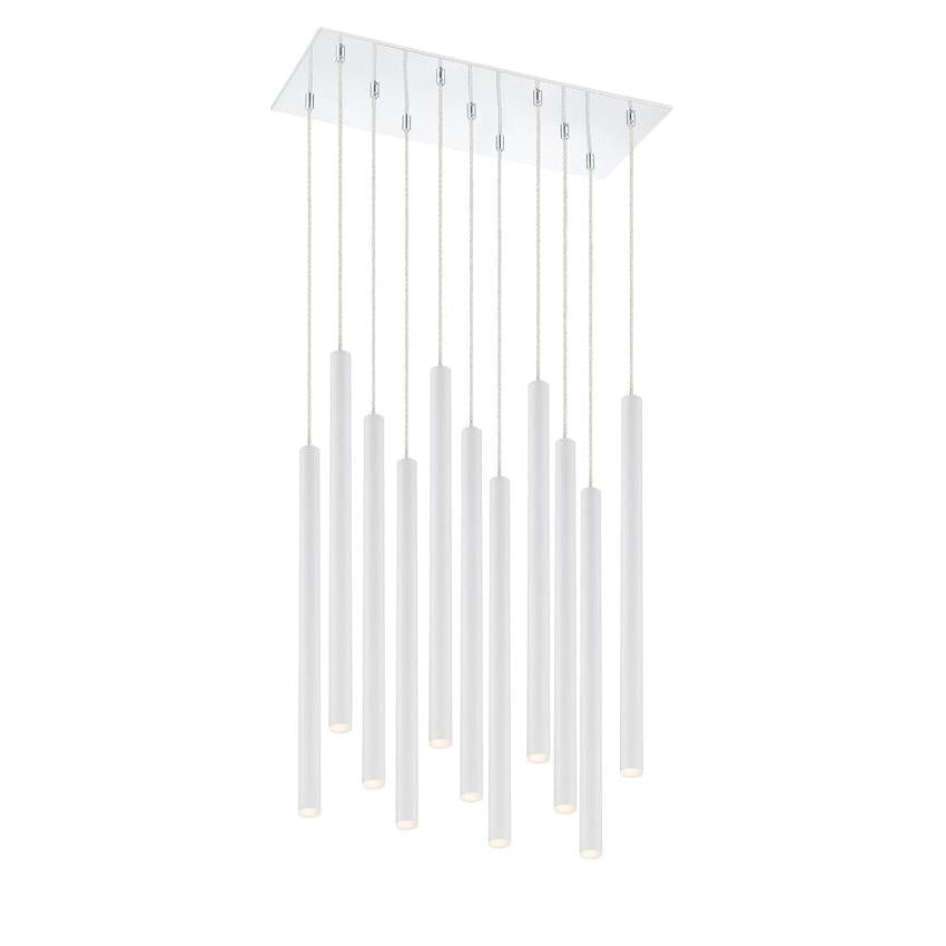 Z-Lite Forest 10" W x 24" H 11-Light LED Chrome Chandelier With Steel Matte White Shade