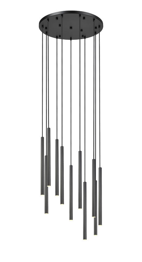 Z-Lite Forest 11-Light LED-Integrated Matte Black Steel Chandelier