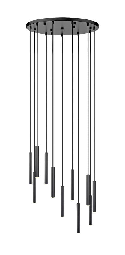 Z-Lite Forest 11-Light LED-Integrated Matte Black Steel Chandelier