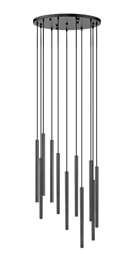 Z-Lite Forest 11-Light LED-Integrated Matte Black Steel Chandelier
