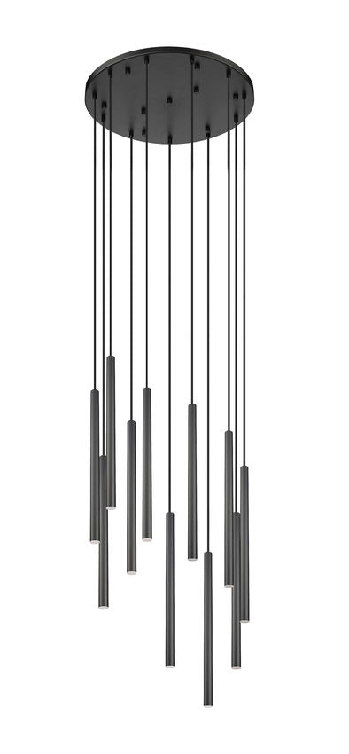 Z-Lite Forest 11-Light LED-Integrated Matte Black Steel Chandelier