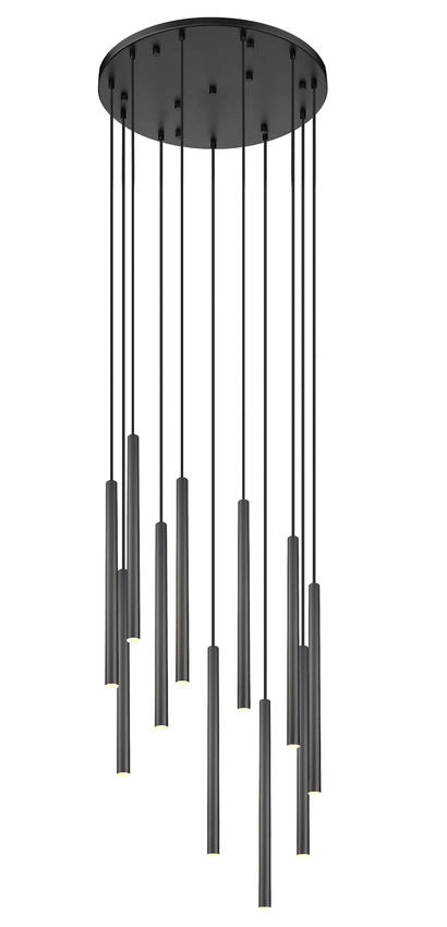 Z-Lite Forest 11-Light LED-Integrated Matte Black Steel Chandelier