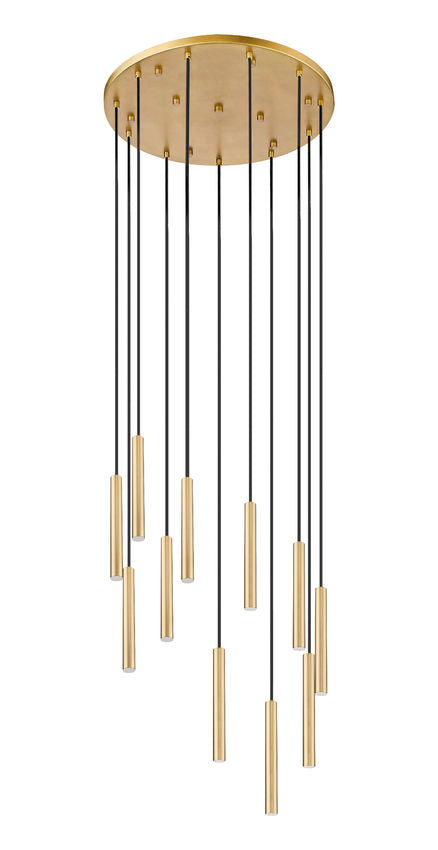 Z-Lite Forest 11-Light LED-Integrated Modern Gold Steel Chandelier