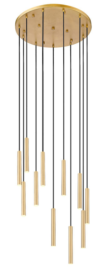 Z-Lite Forest 11-Light LED-Integrated Modern Gold Steel Chandelier