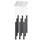 Z-Lite Forest 14" W x 24" H 9-Light LED Chrome Square Chandelier With Steel Matte Black Shade