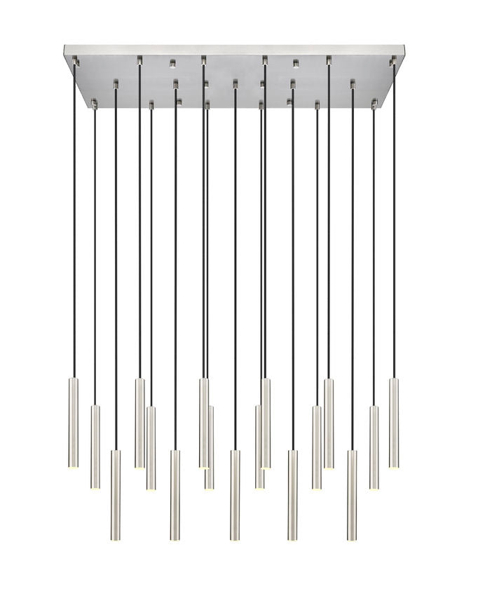 Z-Lite Forest 17-Light LED-Integrated Brushed Nickel Steel Linear Chandelier