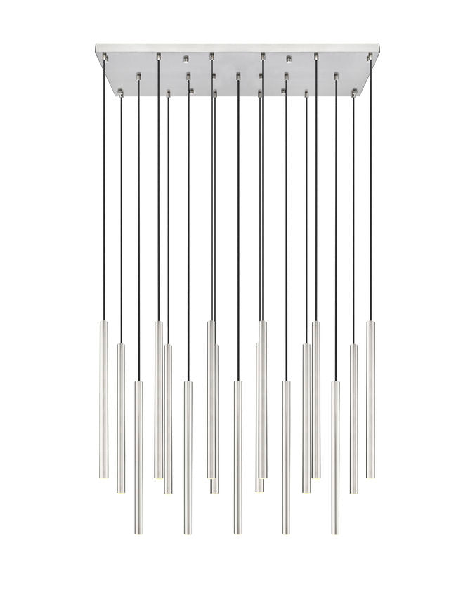 Z-Lite Forest 17-Light LED-Integrated Brushed Nickel Steel Linear Chandelier