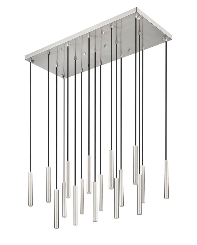 Z-Lite Forest 17-Light LED-Integrated Brushed Nickel Steel Linear Chandelier