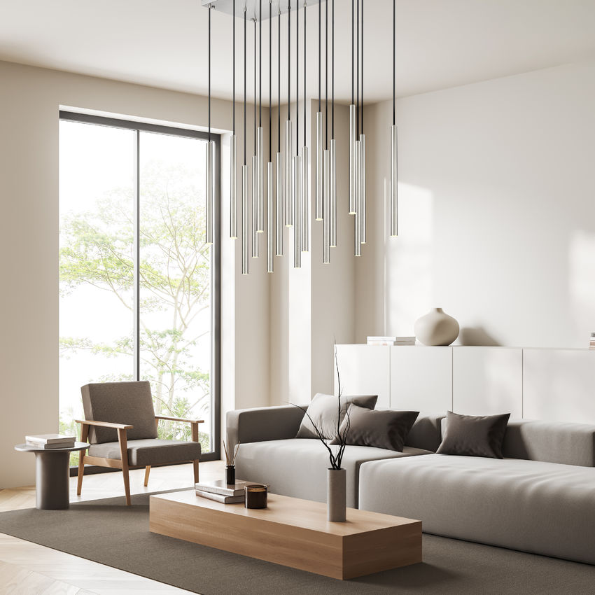 Z-Lite Forest 17-Light LED-Integrated Brushed Nickel Steel Linear Chandelier
