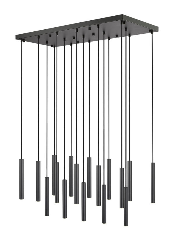 Z-Lite Forest 17-Light LED-Integrated Matte Black Steel Linear Chandelier