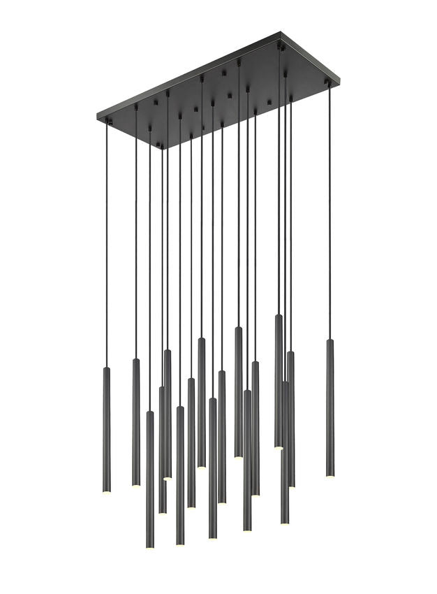 Z-Lite Forest 17-Light LED-Integrated Matte Black Steel Linear Chandelier