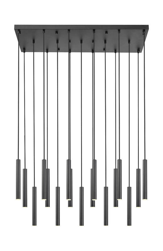 Z-Lite Forest 17-Light LED-Integrated Matte Black Steel Linear Chandelier