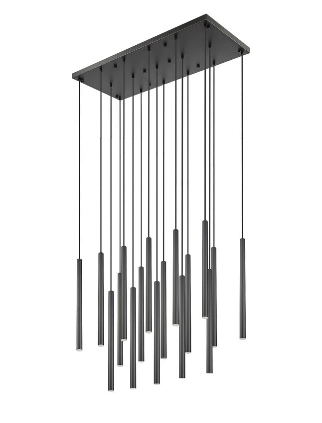 Z-Lite Forest 17-Light LED-Integrated Matte Black Steel Linear Chandelier