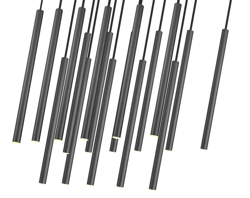 Z-Lite Forest 17-Light LED-Integrated Matte Black Steel Linear Chandelier