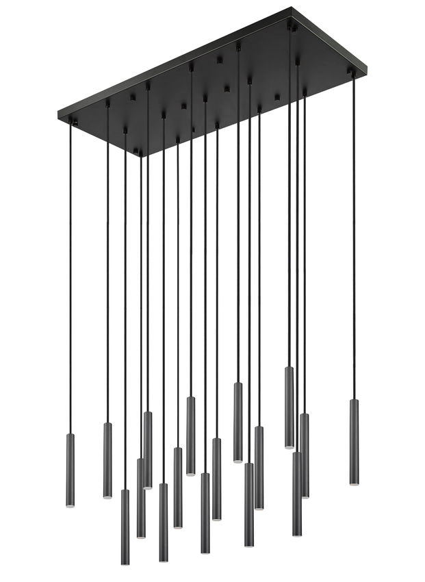 Z-Lite Forest 17-Light LED-Integrated Matte Black Steel Linear Chandelier