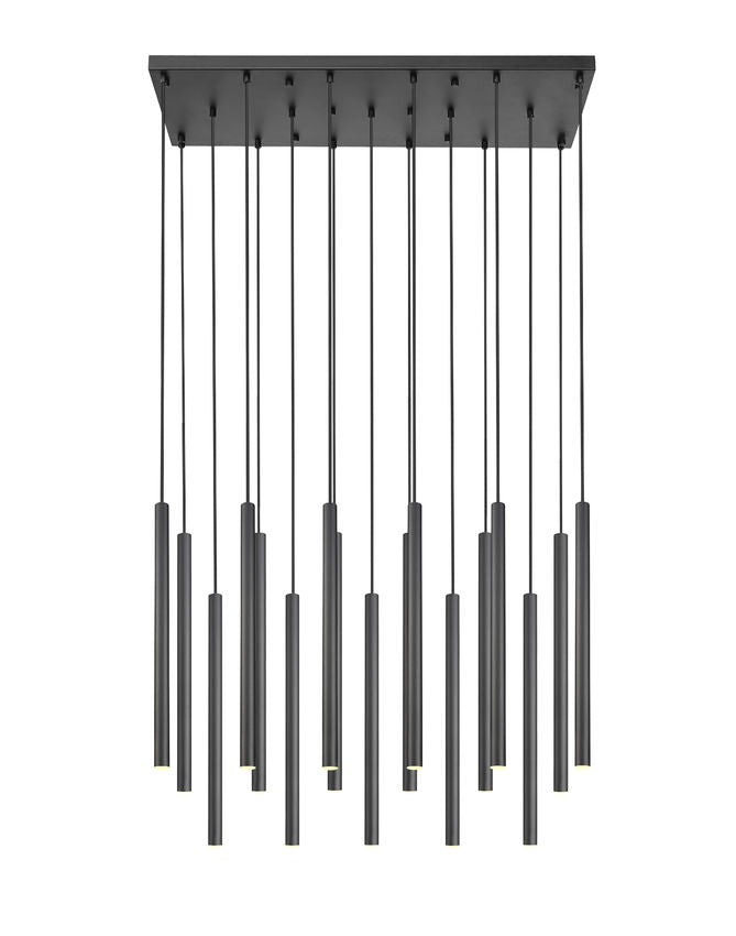 Z-Lite Forest 17-Light LED-Integrated Matte Black Steel Linear Chandelier